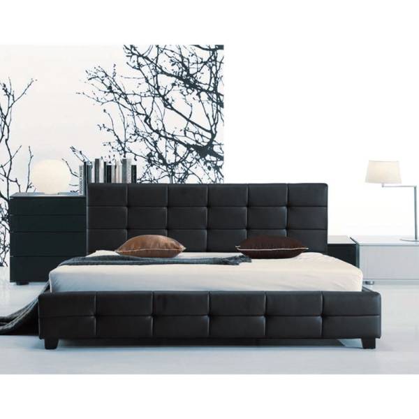 FIDEL Κρεβάτι Διπλό, για Στρώμα 150x200cm, PU Μαύρο