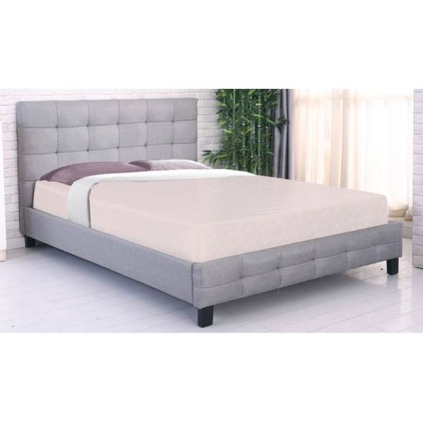 FIDEL Κρεβάτι Διπλό για Στρώμα 180x200cm, Ύφασμα Γκρι