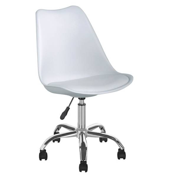 MARTIN Καρέκλα Γραφείου Χρώμιο PP Άσπρο, Κάθισμα: Pu Άσπρο Μονταρισμένη Ταπετσαρία Συσκ.1