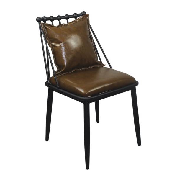 DANTE Καρέκλα, Μέταλλο Βαφή Μαύρο, PU Vintage Brown