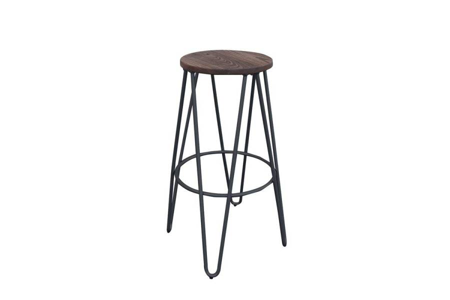 ARCO Wood Σκαμπό Bar H.67cm, Μέταλλο Βαφή Μαύρο, Ξύλο Απόχρωση Dark Oak