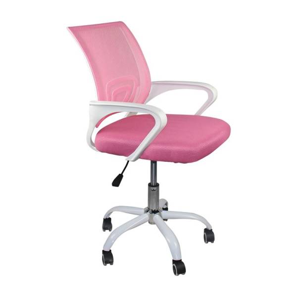 BF2101-SC Πολυθρόνα Γραφείου χωρίς Ανάκλιση Άσπρο - Mesh Ροζ