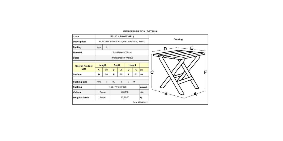 FOLDING Τραπέζι Βεράντας - Κήπου, Πτυσσόμενο, Οξιά, Βαφή Εμποτισμού Απόχρωση Καρυδί