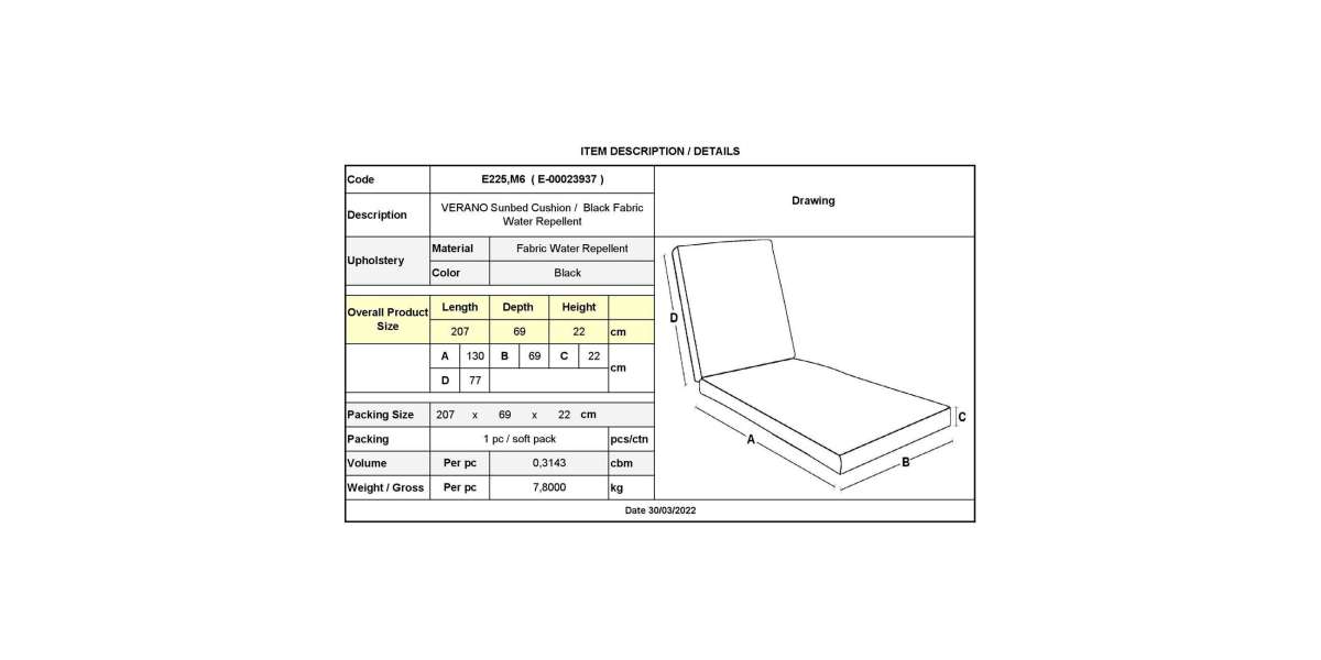 VERANO Μαξιλάρι Ξαπλώστρας Ύφασμα Water Repellent, Μαύρο με Φερμουάρ