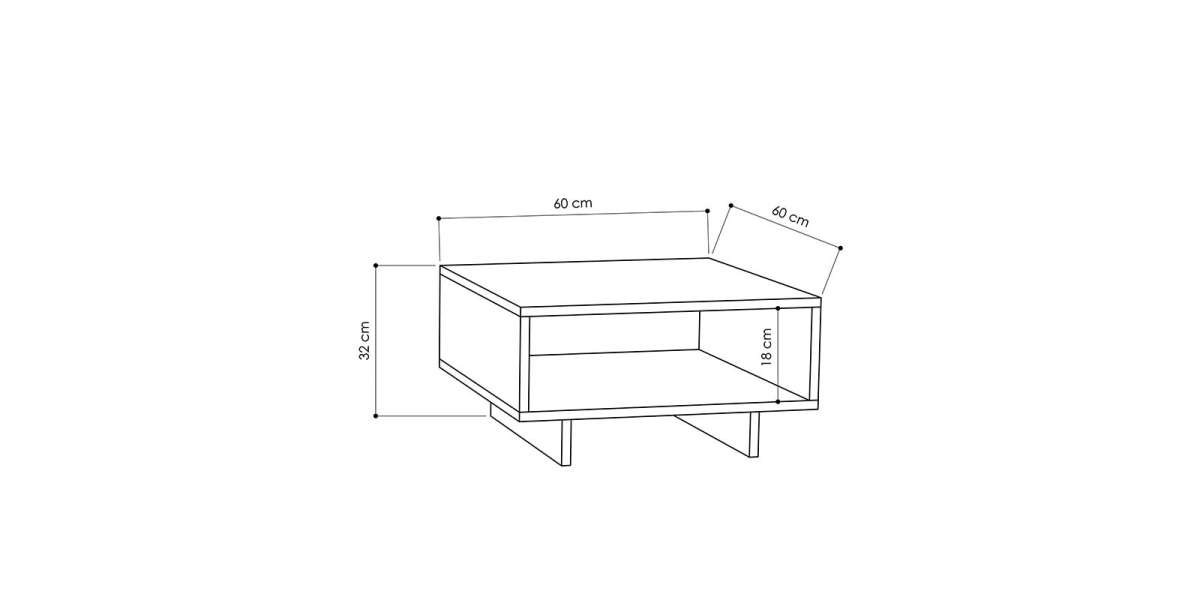 Τραπέζι σαλονιού Hola pakoworld antique λευκό-ανθρακί 60x60x32εκ