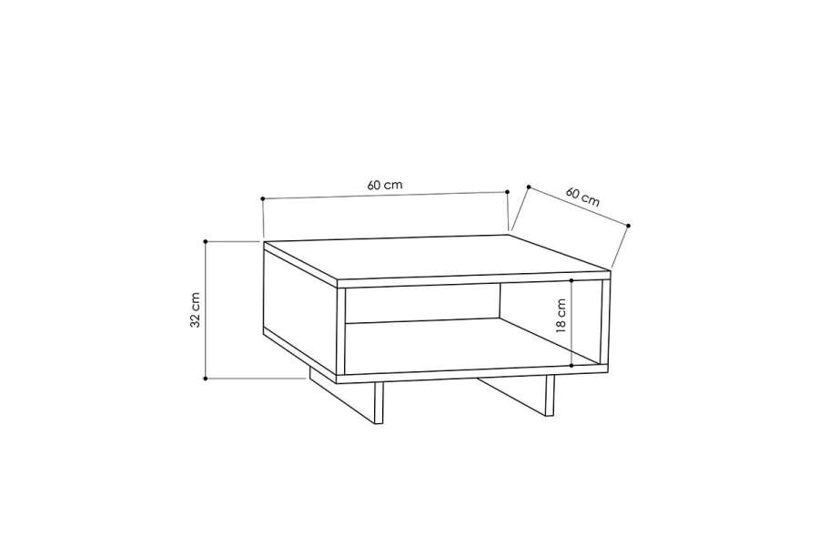 Τραπέζι σαλονιού Hola pakoworld antique λευκό-ανθρακί 60x60x32εκ