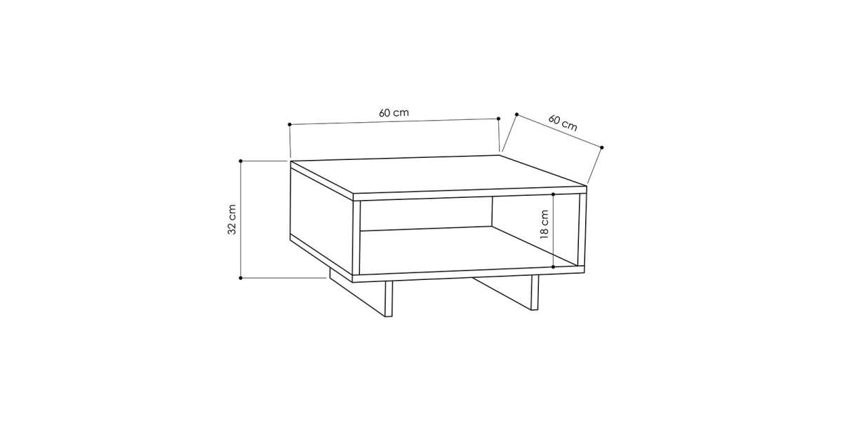 Τραπέζι σαλονιού Hola pakoworld ανθρακί 60x60x32εκ