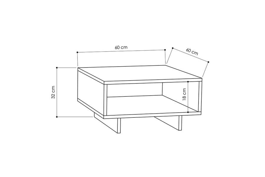 Τραπέζι σαλονιού Hola pakoworld ανθρακί 60x60x32εκ