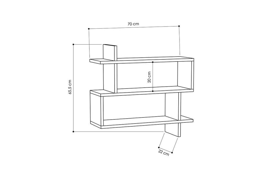 Ραφιέρα Paralel pakoworld χρώμα λευκό 70x22x65,5εκ