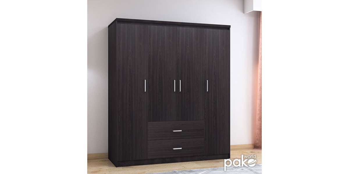 Ντουλάπα ρούχων τετράφυλλη OLYMPUS pakoworld χρώμα wenge 159x57x183εκ