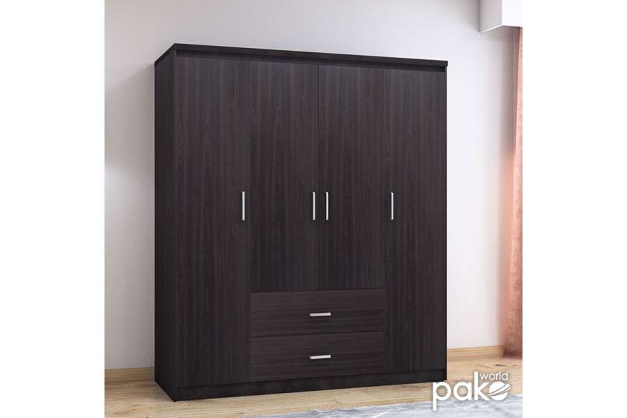 Ντουλάπα ρούχων τετράφυλλη OLYMPUS pakoworld χρώμα wenge 159x57x183εκ