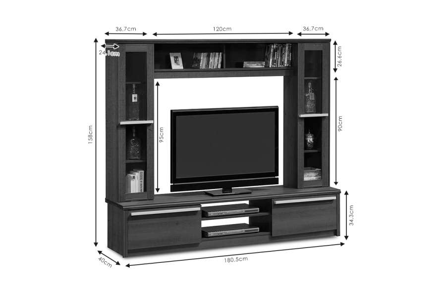 Σύνθετο σαλονιού Chico TV pakoworld χρώμα embony oak 180.5x40x158εκ