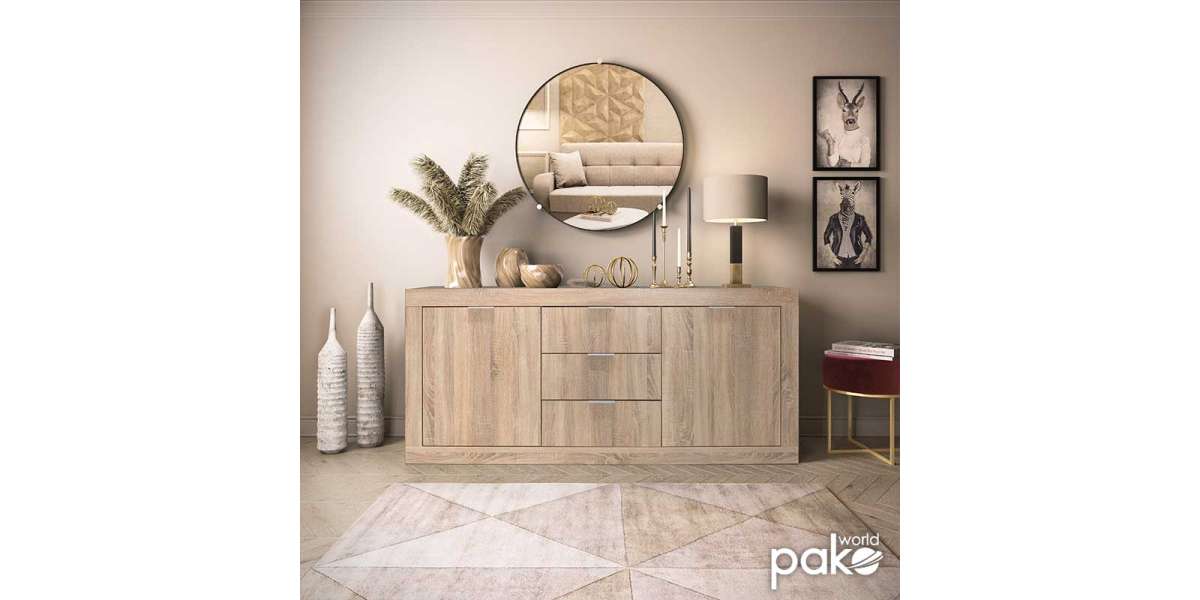 Μπουφές - κονσόλα Doha pakoworld χρώμα sonoma 180x45x80,5εκ