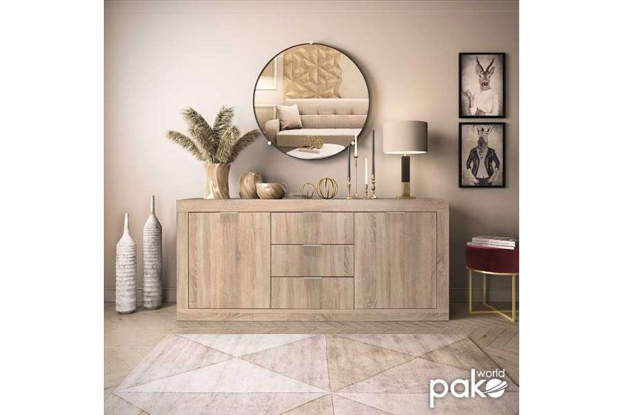 Μπουφές - κονσόλα Doha pakoworld χρώμα sonoma 180x45x80,5εκ