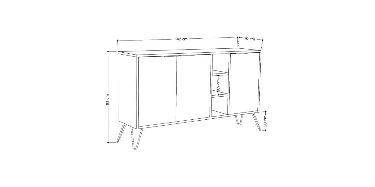 Μπουφές Clara pakoworld χρώμα light oak 142x35.5x83εκ