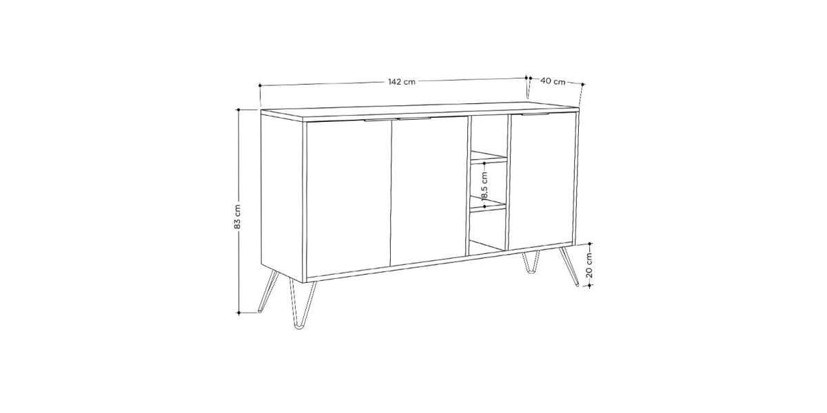 Μπουφές Clara pakoworld χρώμα light oak-ανθρακί 142x35.5x83εκ