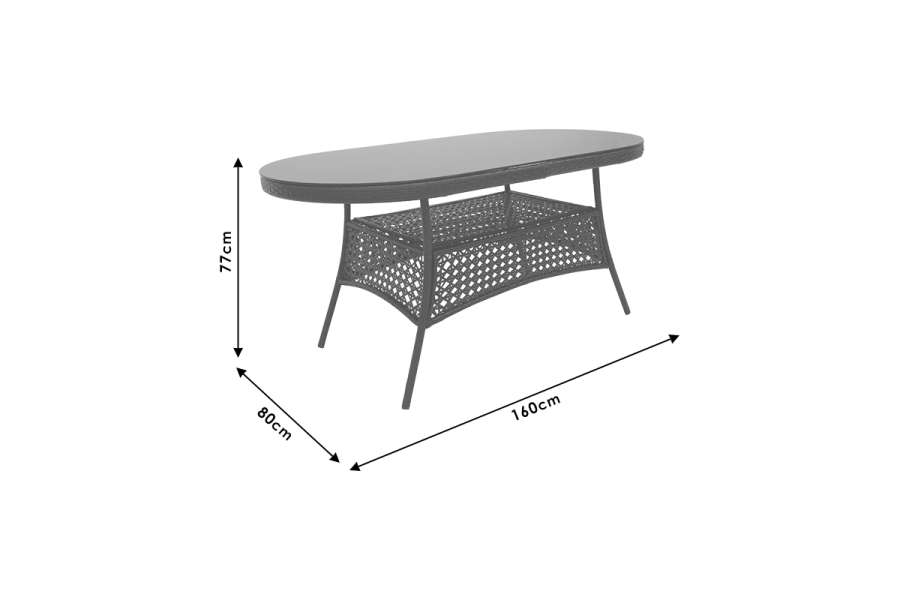 Τραπέζι Cellin pakoworld μέταλλο-pe rattan καφέ 160x80x77εκ