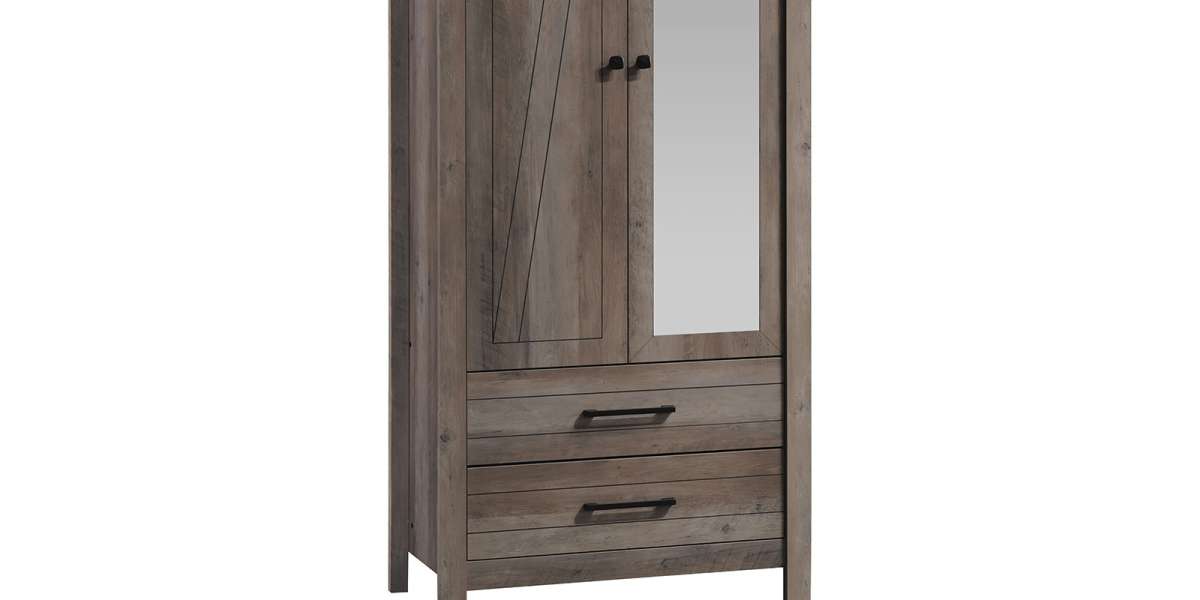 Ντουλάπα ρούχων Tara pakoworld δίφυλλη καθρέπτης rustic oak 84.5x52x193εκ