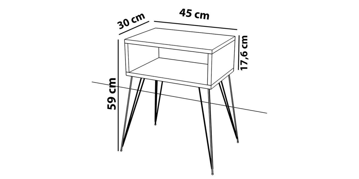 Κομοδίνο Naida pakoworld γκρι-μπεζ-μαύρο 45x30x59εκ