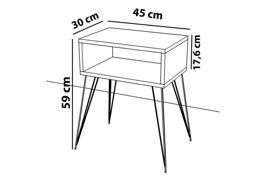 Κομοδίνο Naida pakoworld γκρι-μπεζ-μαύρο 45x30x59εκ