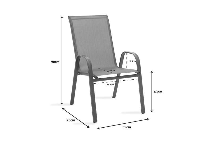 Τραπεζαρία Watson-Calan σετ 3τεμ pakoworld μέταλλο-textilene καφέ 60x60x70εκ