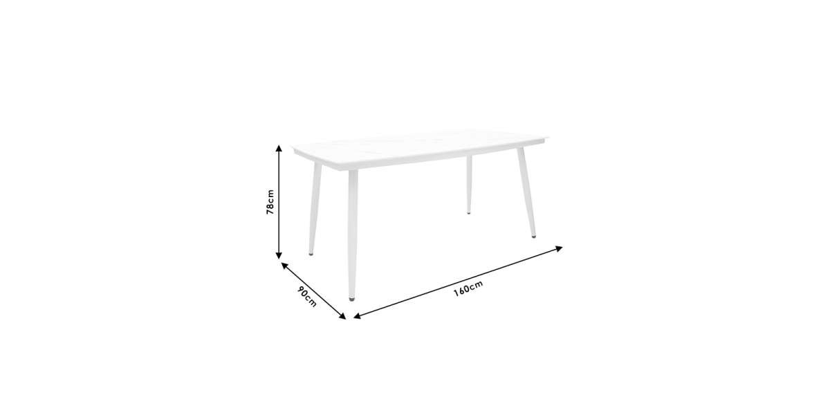 Τραπέζι Zeren pakoworld μέταλλο λευκό-γυαλί 160x90x78εκ