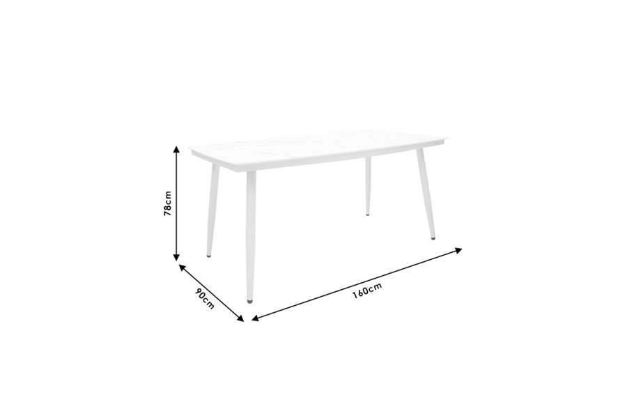 Τραπέζι Zeren pakoworld μέταλλο λευκό-γυαλί 160x90x78εκ