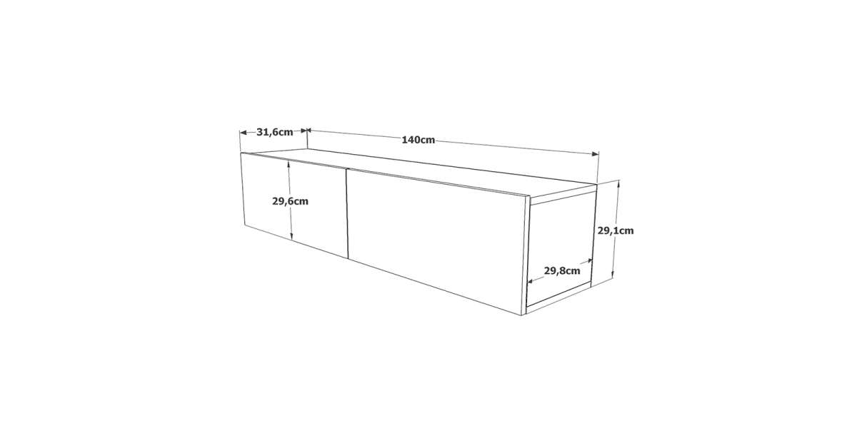 Έπιπλο τηλεόρασης επιτοίχιο Dello pakoworld ανθρακί-oak 140x31,5x29,5εκ