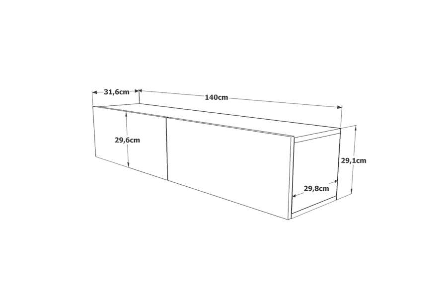 Έπιπλο τηλεόρασης επιτοίχιο Dello pakoworld ανθρακί-oak 140x31,5x29,5εκ