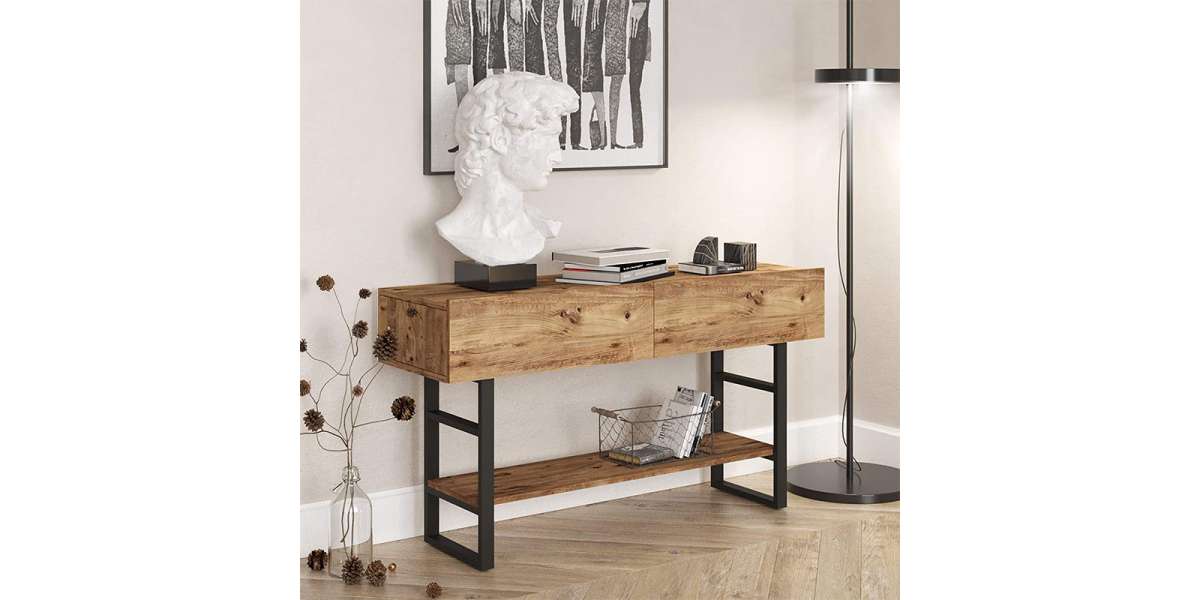 Κονσόλα Vien pakoworld oak-μαύρο 139x43x75,5εκ