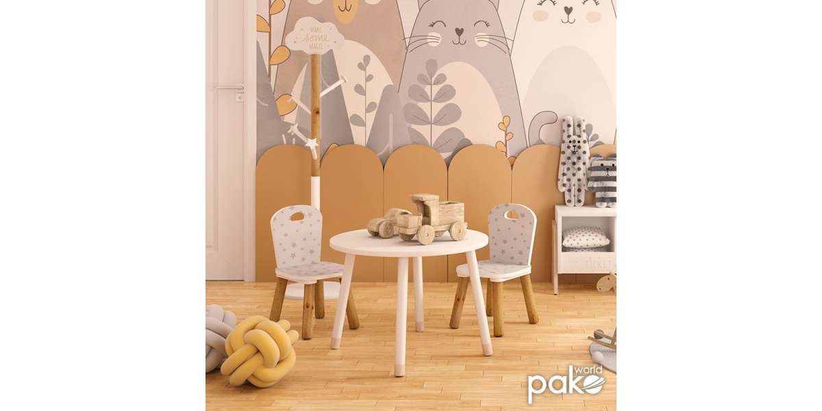 Παιδικό τραπεζάκι Playful pakoworld λευκό-φυσικό Φ60x43,5εκ