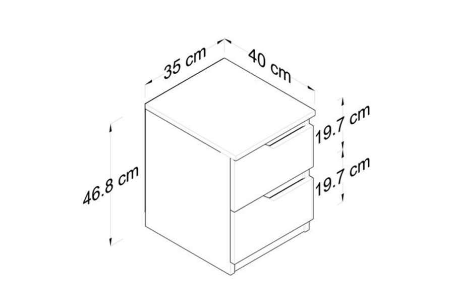 Κομοδίνο Verena pakoworld λευκό-καρυδί 35x40x47εκ