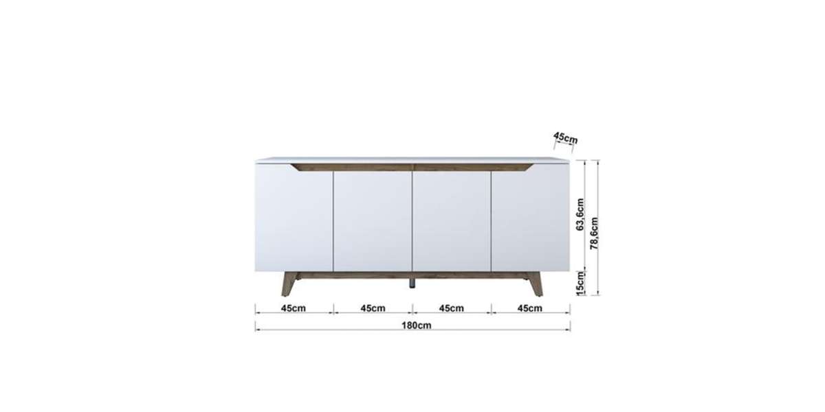 Μπουφές Rafaelo pakoworld λευκό-καρυδί 180x45x78,5εκ