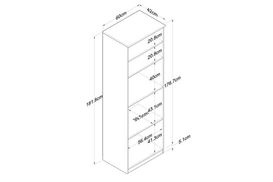 Ραφιέρα επιδαπέδια Rowan pakoworld λευκό-καρυδί 60x42x182εκ