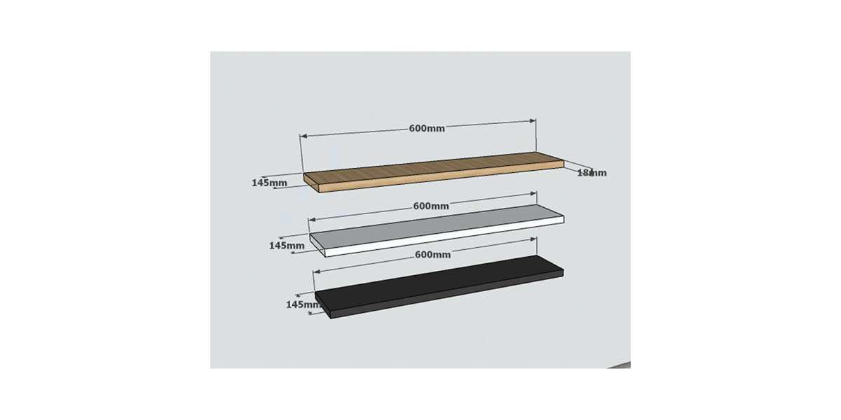 Ραφιέρα τοίχου Edna pakoworld σετ 3τεμ τρίχρωμη 60x14.5x1.8εκ