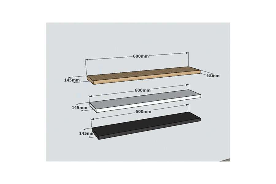 Ραφιέρα τοίχου Edna pakoworld σετ 3τεμ τρίχρωμη 60x14.5x1.8εκ