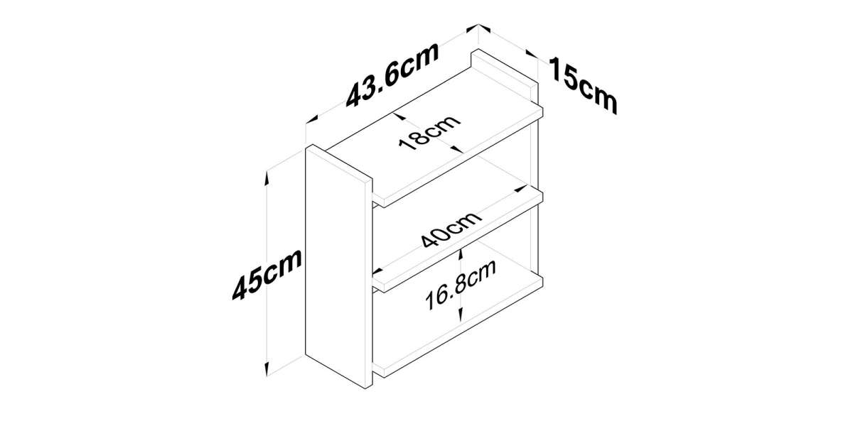 Ραφιέρα Anthia pakoworld καρυδί-λευκό 43.5x15x45εκ