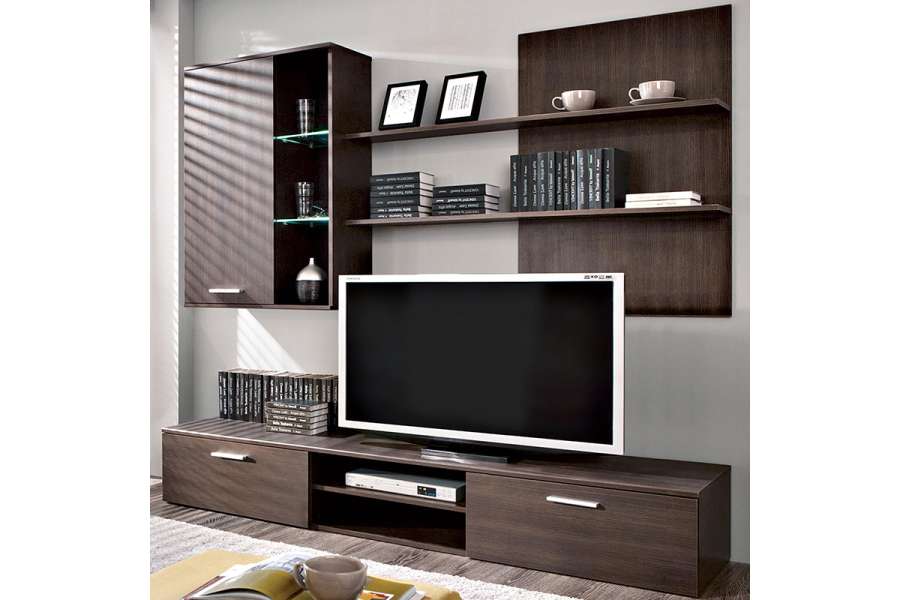 Σύνθετο σαλονιού Salome pakoworld LED wenge 200x41x190εκ