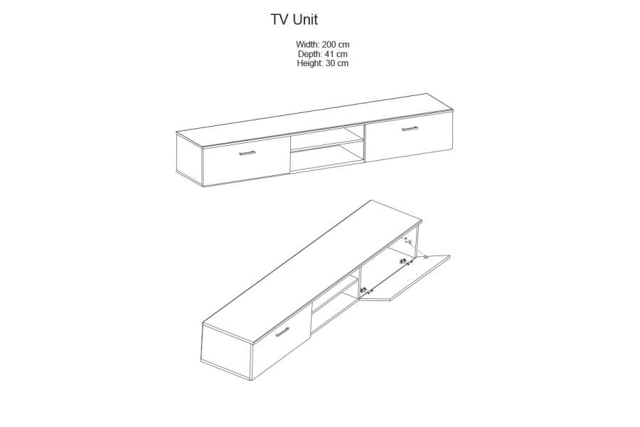 Σύνθετο σαλονιού Salome pakoworld LED wenge 200x41x190εκ