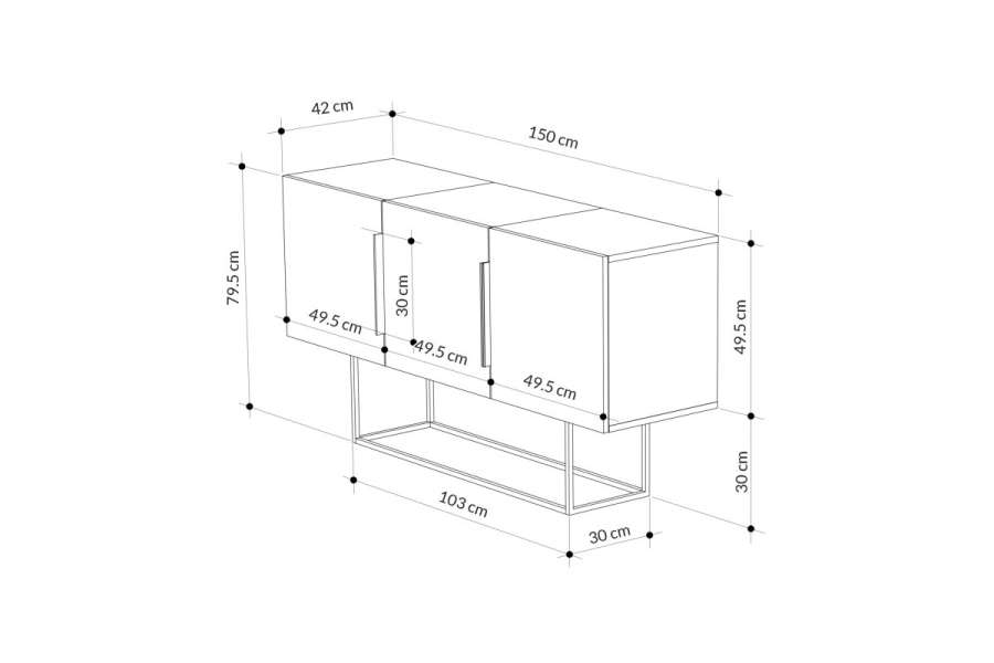 Μπουφές Estella pakoworld φυσικό-καρυδί 150x42x79.5εκ