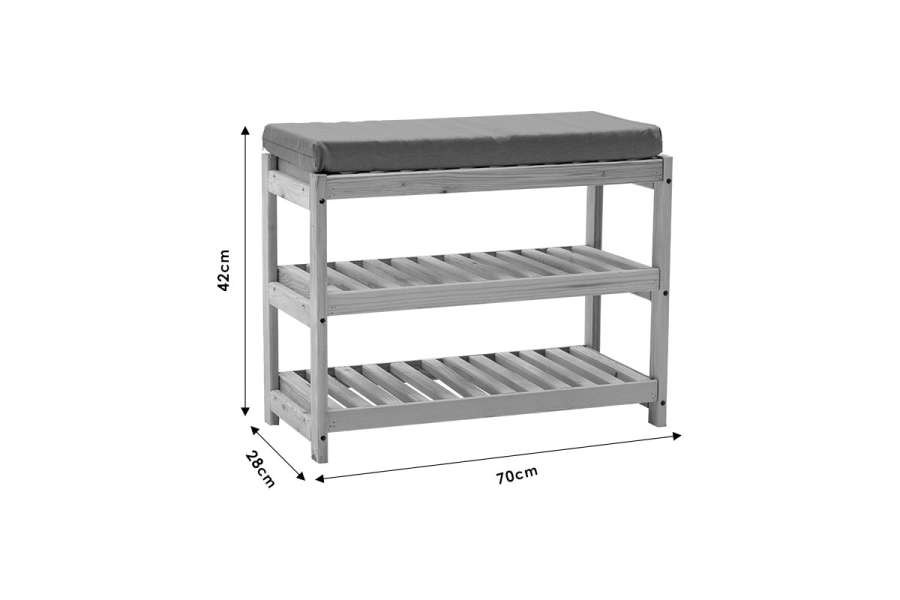 Παπουτσοθήκη Tarrot pakoworld 6 ζευγών φυσικό-γκρι 70x28x42εκ