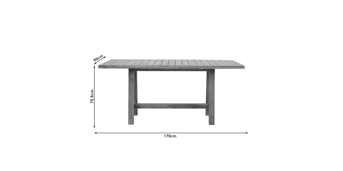 Τραπέζι Malibu pakoworld μασίφ ξύλο ακακίας 170x90x75.5εκ