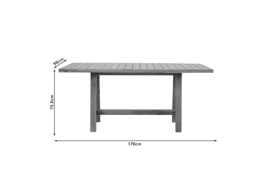 Τραπέζι Malibu pakoworld μασίφ ξύλο ακακίας 170x90x75.5εκ