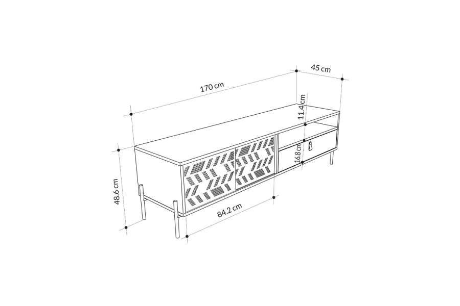 Έπιπλο τηλεόρασης Melati pakoworld φυσικό 170x45x48.5εκ