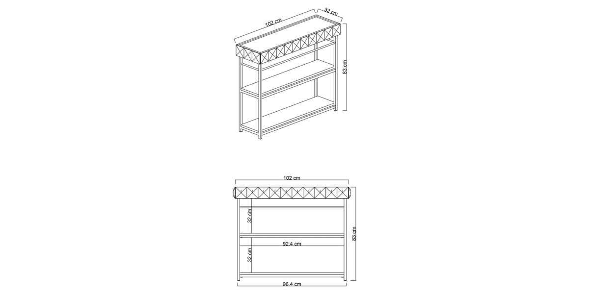 Κονσόλα PWF-0629 pakoworld λευκό-μαύρο 102x32x83εκ