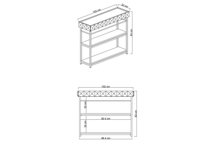 Κονσόλα PWF-0629 pakoworld λευκό-μαύρο 102x32x83εκ