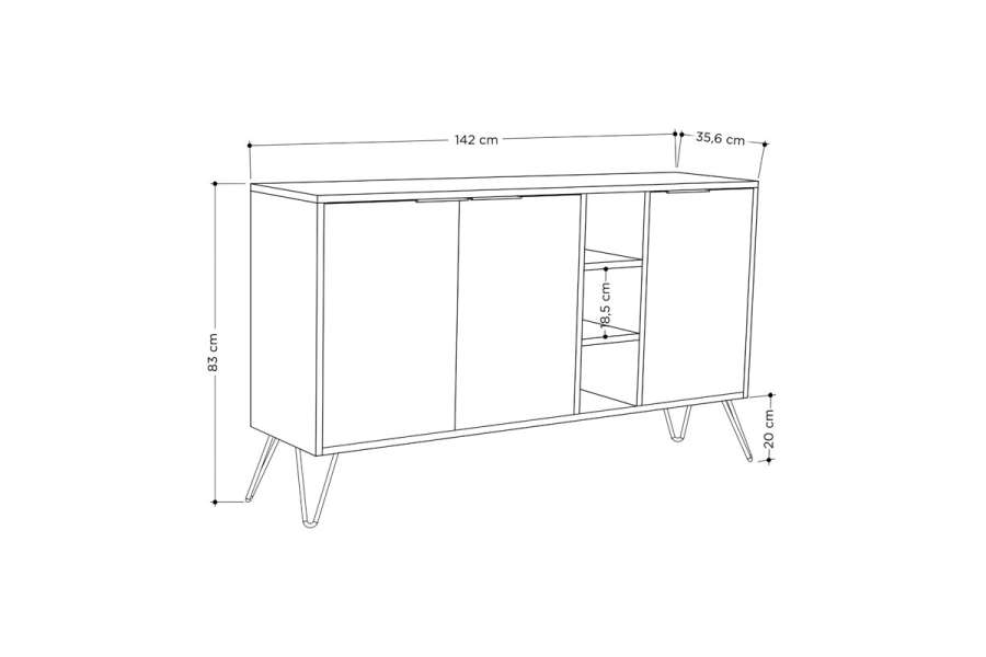 Μπουφές Clara pakoworld λευκό 142x35.5x83εκ