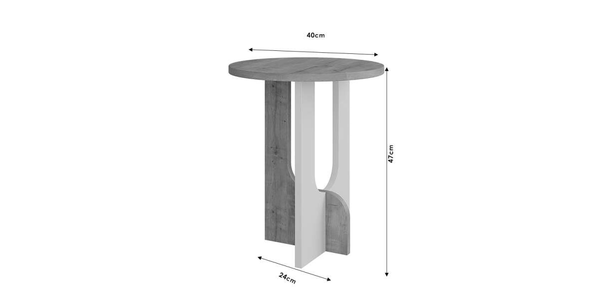 Βοηθητικό τραπέζι Luna pakoworld φυσικό-λευκό Φ40x47εκ