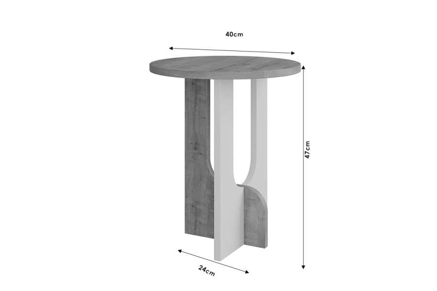 Βοηθητικό τραπέζι Luna pakoworld φυσικό-λευκό Φ40x47εκ