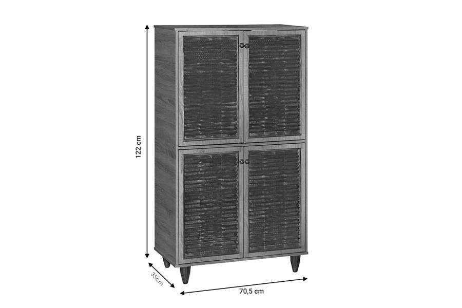 Παπουτσοθήκη-ντουλάπι Ronan pakoworld χρώμα wenge 70.5x35x122εκ